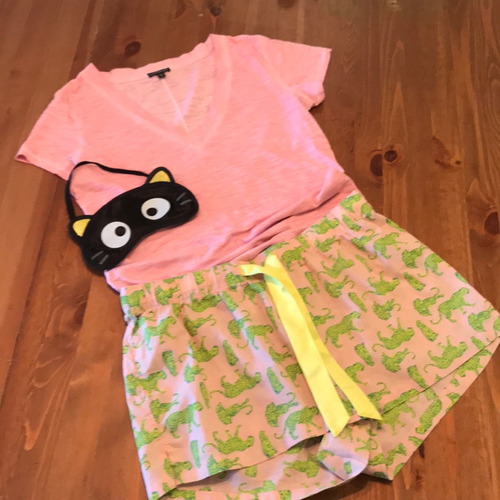 PJ Bundle, Sleep Shorts & Top & Cat Sleep mask